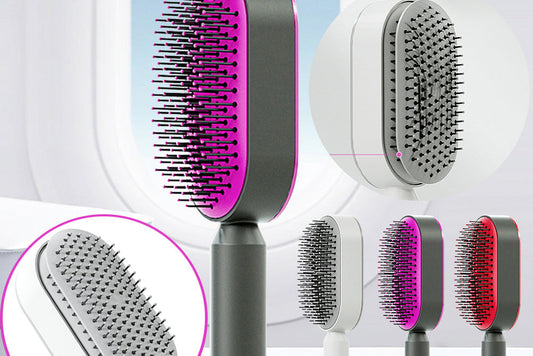 Self Cleaning Hair Brush for Women One-Key Cleaning Hair Loss Airbag Massage Scalp Comb Anti-Static Hairbrush
